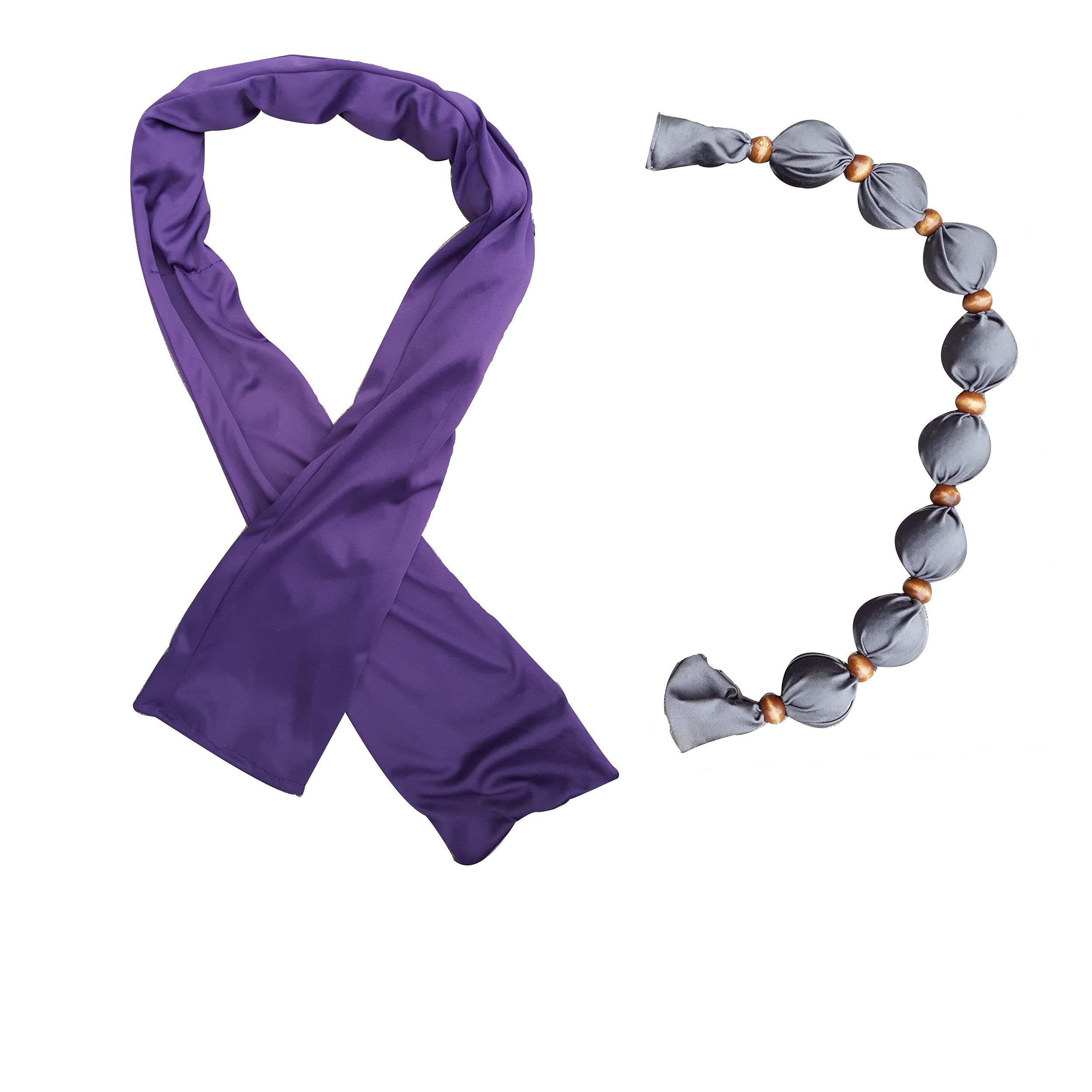 Nano-Ice Cooling Necklace & Scarf Set - Purple | Stay Cool in Style | Reusable Freezer Cooling Relief for Outdoor Sports, Travel & Hot Weather