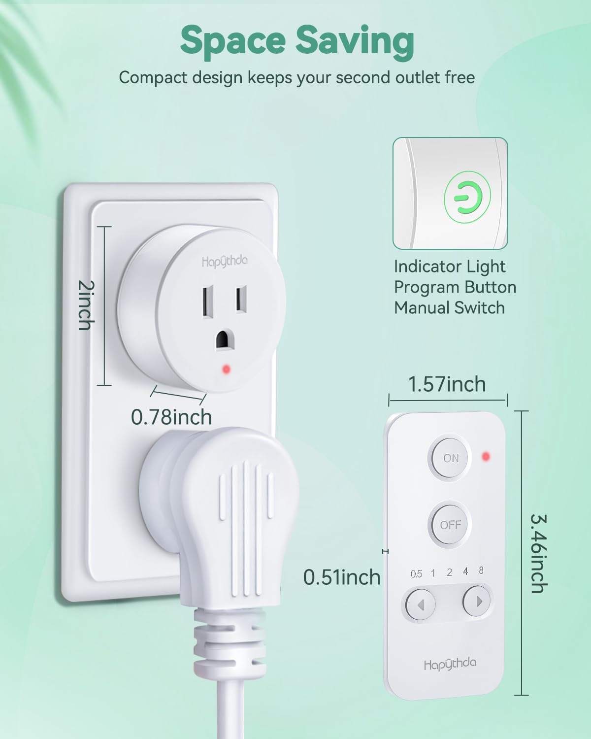 Wireless Remote Control Outlet Switch with Timer - 500ft Range, 15A/1500W Heavy Duty Plug-in On/Off Switch for Lights & Lamps | Perfect for Home Automation, Smart Lighting Control & Energy Saving