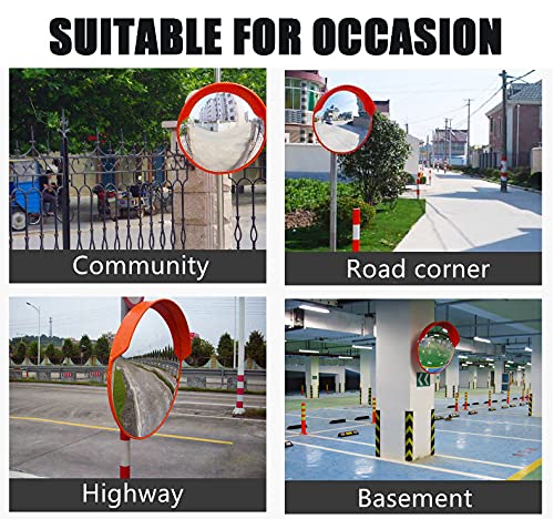 130° Wide Angle Convex Traffic Mirror - 60CM Safety Mirror for Wall & Pipe Mounting - Indoor & Outdoor Use - Ideal for Warehouses, Driveways & Parking Lots