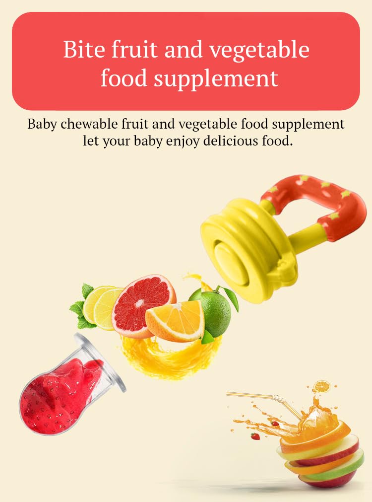 SYGA Medium Fresh Food Nibbler - Baby Fruit Feeder Pacifier with Silicone Mesh for Teething Infants (Yellow) | Perfect for On-the-Go Snacking & Soothing Sore Gums