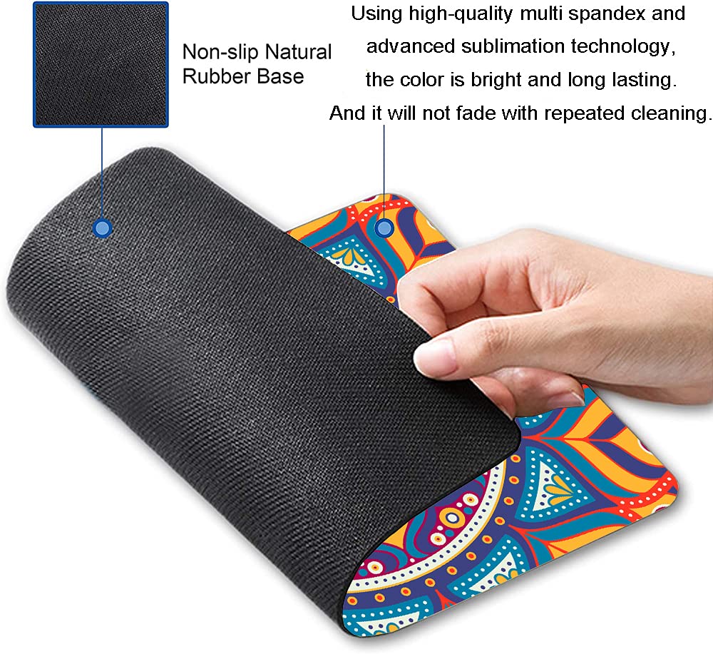 Mandala Flower Mouse Pad - Non-Slip Rubber Base, Waterproof & Customizable Mousepad for Computer & Laptop - Perfect for Office, Gaming & Home Workspace