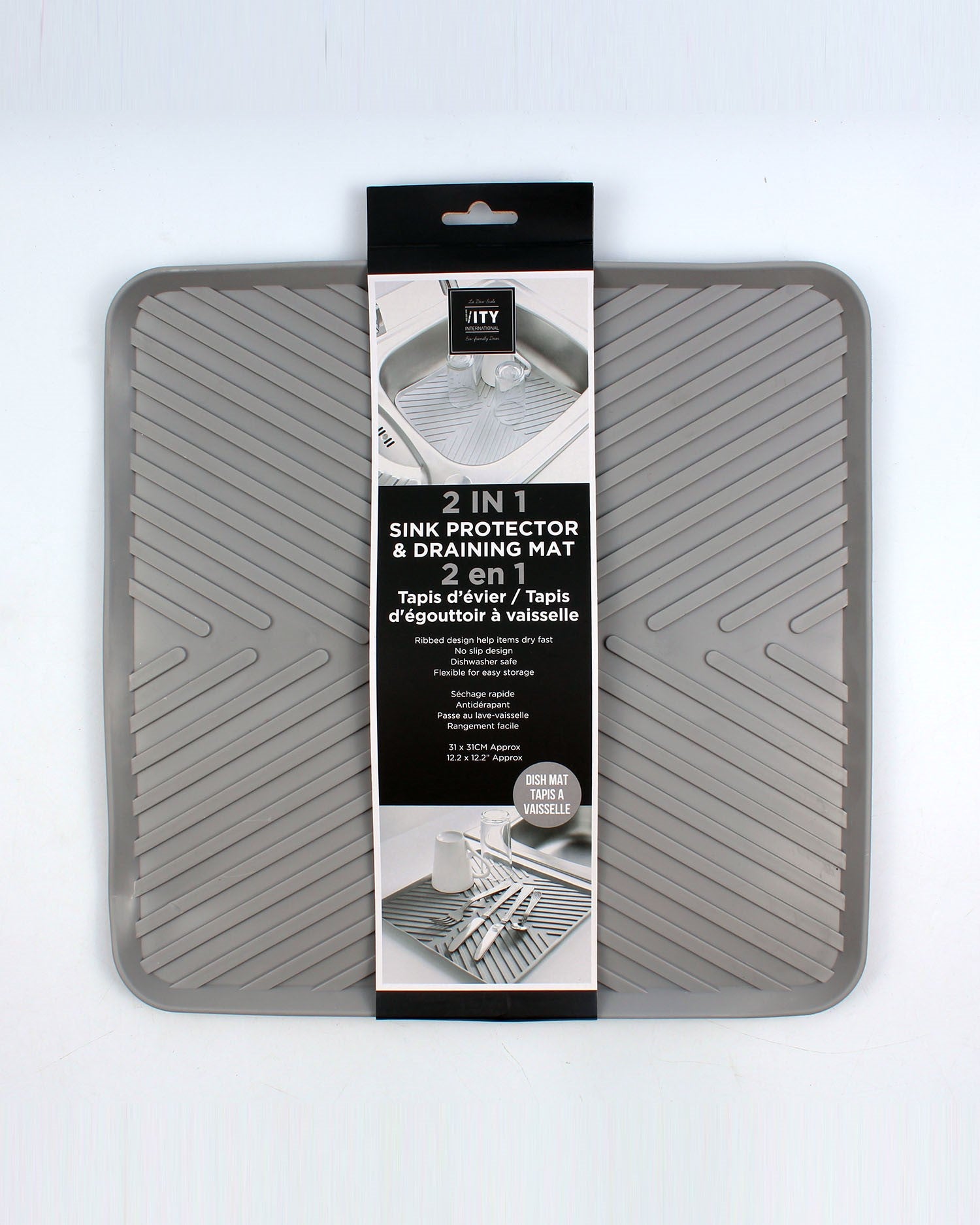ITY 2-in-1 Sink Protector and Draining Mat - Non-Slip Silicone Kitchen Sink Liner for Dishes, Utensils, and Cutting Boards - Perfect for Kitchen Organization and Countertop Protection