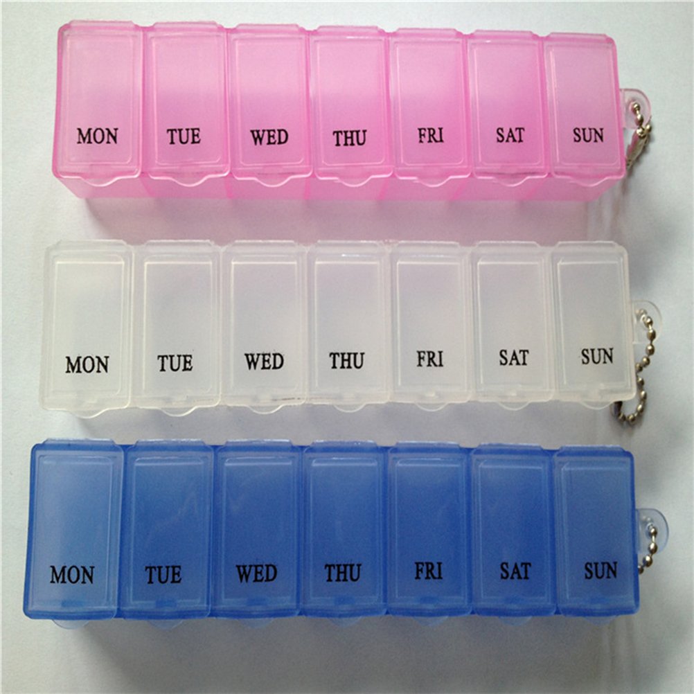 2-Pack Blue 7-Day Travel Pill Organizer - Portable Weekly Medication Case Holder with Daily Compartments | Perfect for Travel, Work, and Home Use