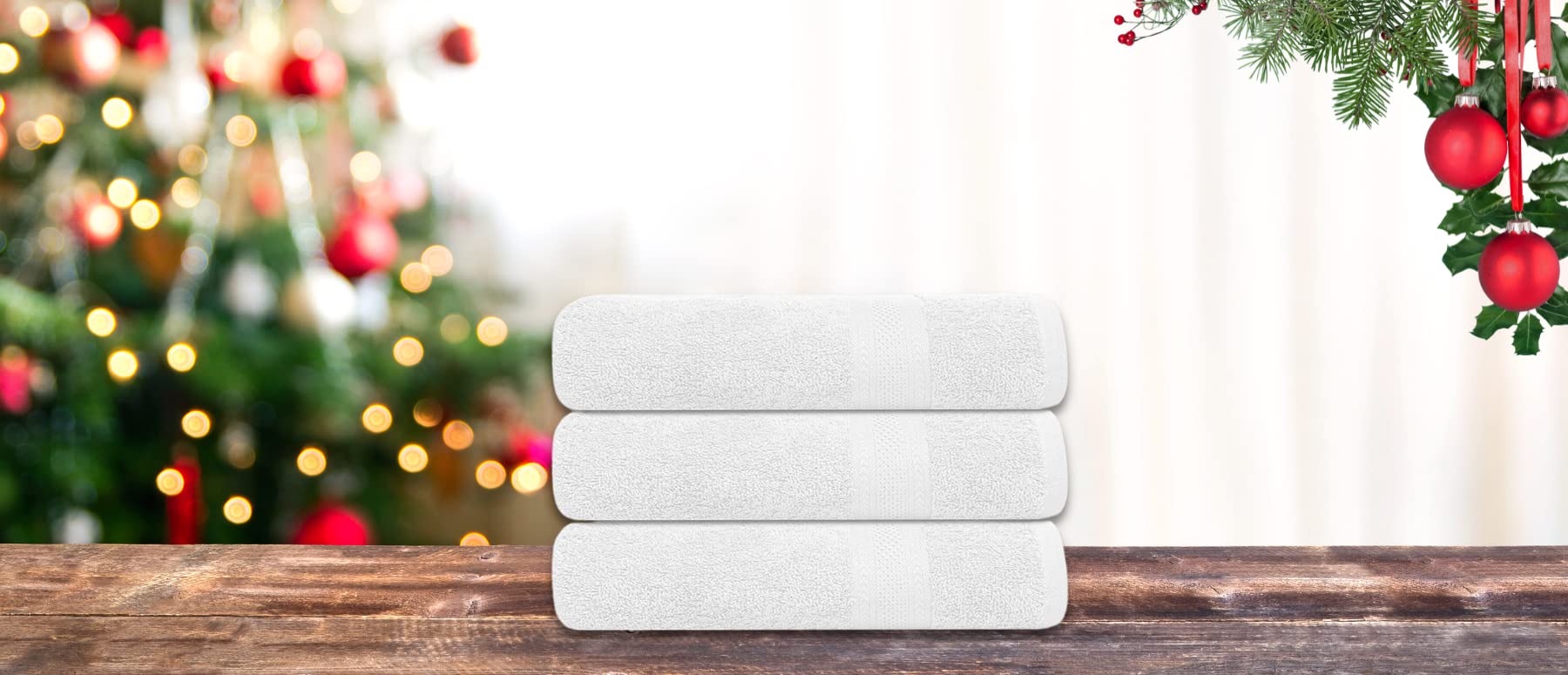 Premium White Cotton Bath Towel Set - 6 Pack Ultra Soft & Highly Absorbent Quick-Dry Terry Towels (24