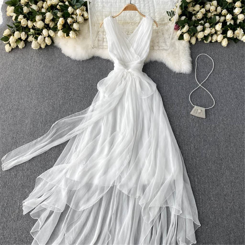 Elegant White Maxi Beach Dress for Women - Long Summer Party Night Gown Floor-Length Dress (Medium) | Perfect for Beach Vacations, Evening Parties & Special Occasions