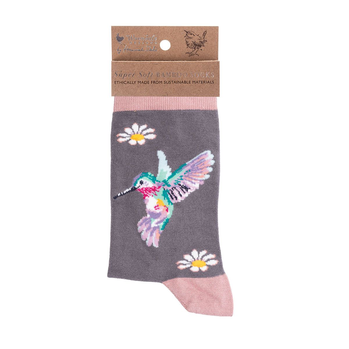 Wrendale Designs Bird Socks - Wisteria Wishes Floral Print Cozy Cotton Socks for Women | Perfect Gift for Bird Lovers, Comfortable Home & Office Wear