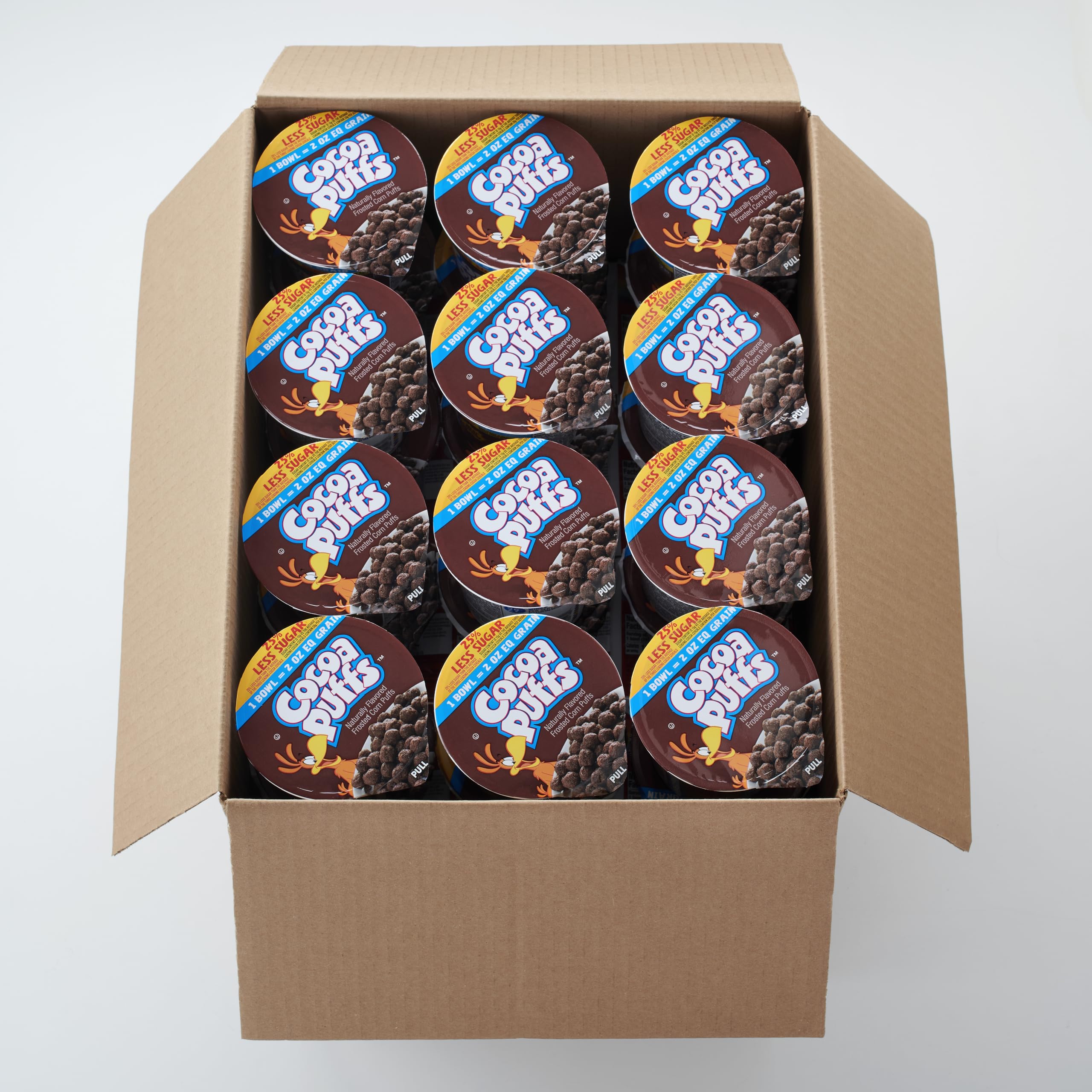 General Mills Cocoa Puffs Chocolate Cereal Cups - 25% Less Sugar, Single Serve (2 oz, Pack of 60) | K12 Approved | Perfect for School Lunches, Breakfast On-the-Go & Snacks