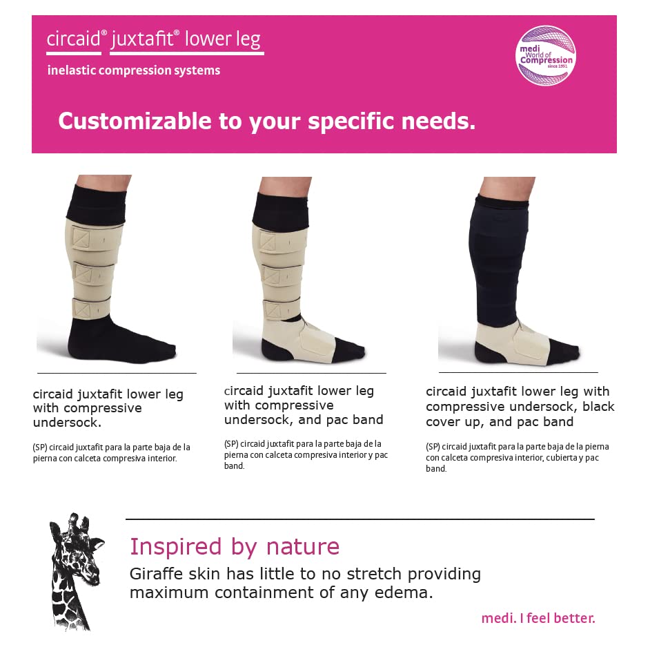 CircAid Juxtafit Essentials Lower Leg Compression Sleeve - Beige Medium Size - Ideal for Lymphedema, Swelling & Post-Surgery Recovery
