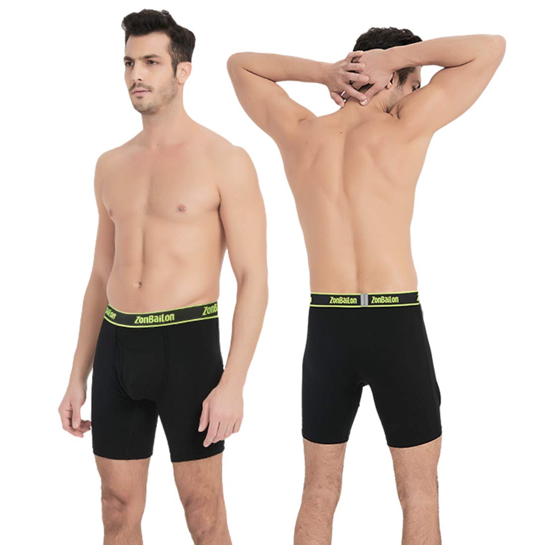 ZONBAILON Men's Bamboo Viscose Boxer Briefs - Breathable Cooling Underwear for Big & Tall - Soft Trunk Underwear Pack (Sizes M-3XL) - Perfect for Workout, Travel & Everyday Comfort