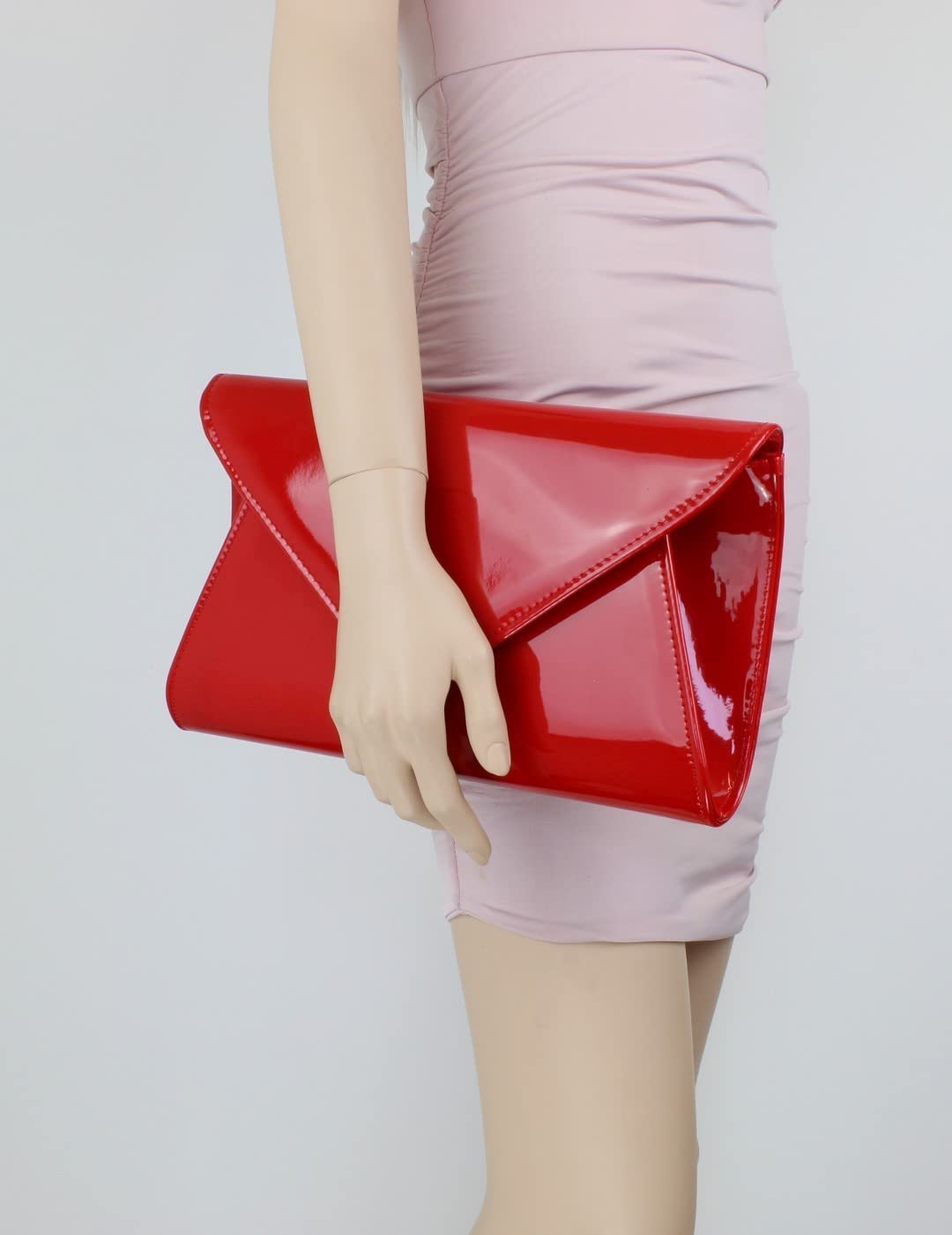 Stylish Women's Patent Faux Leather Envelope Clutch Bag - Elegant Evening Purse for Parties, Weddings & Special Occasions
