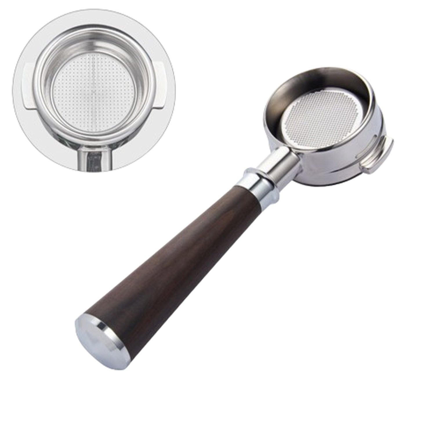 La Marzocco Compatible 58MM Bottomless Portafilter - Black Rosewood Handle for Espresso Machines | Perfect for Home Baristas & Coffee Shops