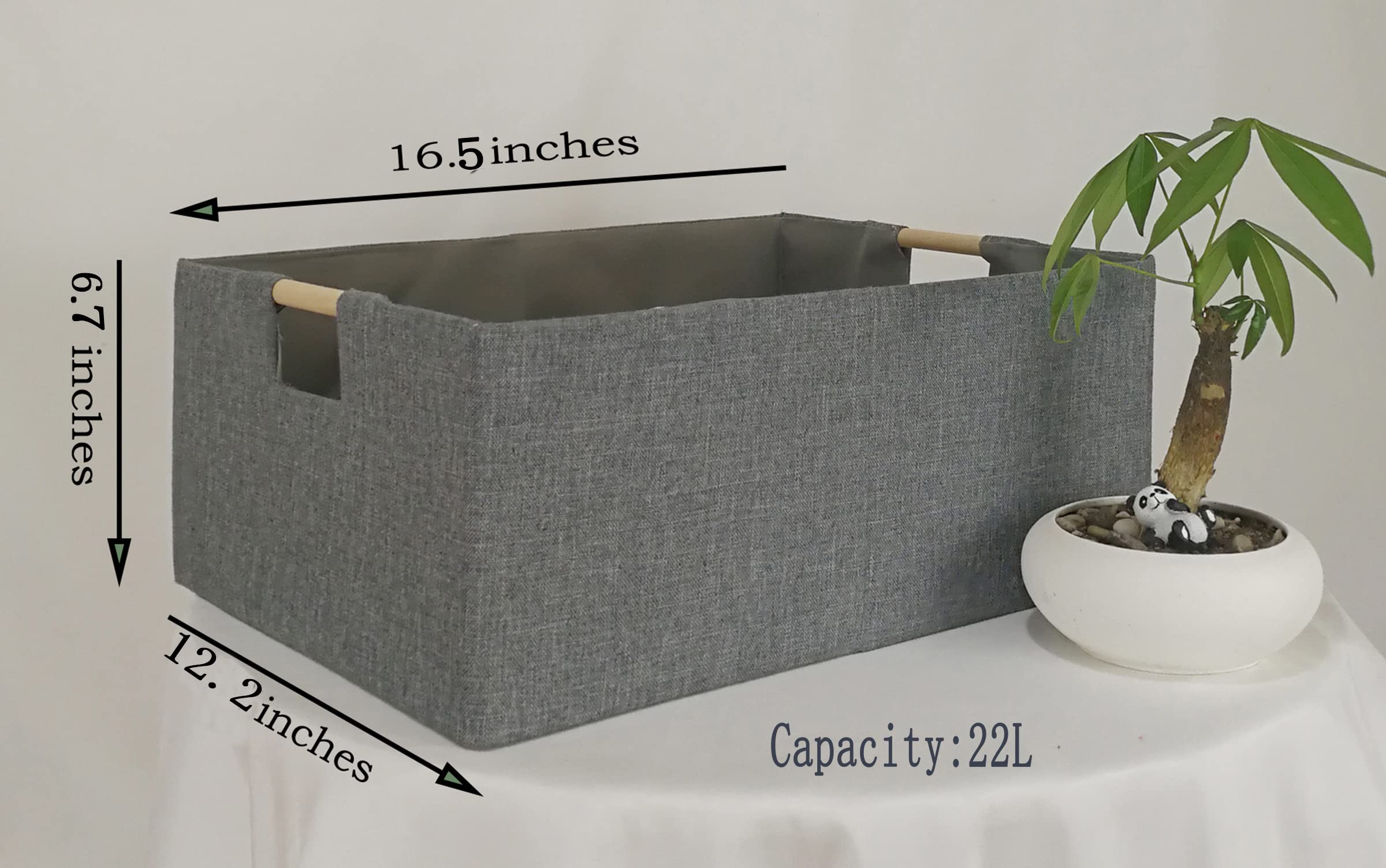 Foldable Storage Bins with Handles - Gray Rectangle Closet Baskets & Shelves Organizers for Home, Office, Car, Dorm Room | Perfect for Clothes, Toys, Books & Household Items Storage