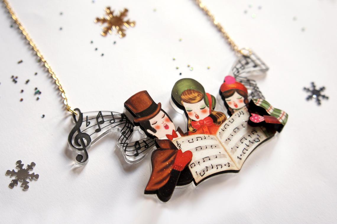 Laliblue Christmas Carols Necklace - Elegant Holiday Jewelry Gift for Women | Perfect for Christmas Parties, Festive Gatherings & Gift Exchanges