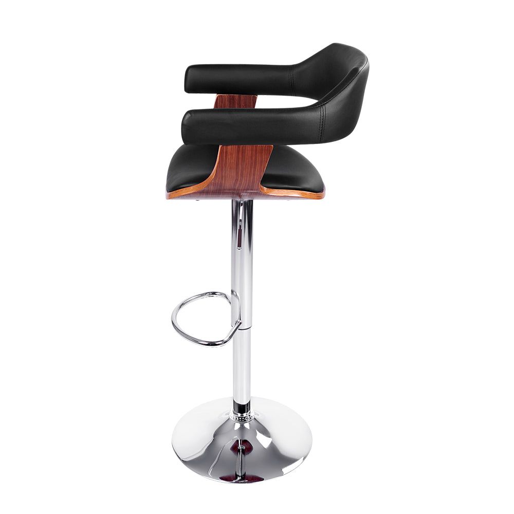 Adjustable Gas Lift Bar Stool with Armrest - Premium Black Leather Seat for Kitchen Island, Home Bar & Dining Room - Comfortable & Stylish Seating Solution