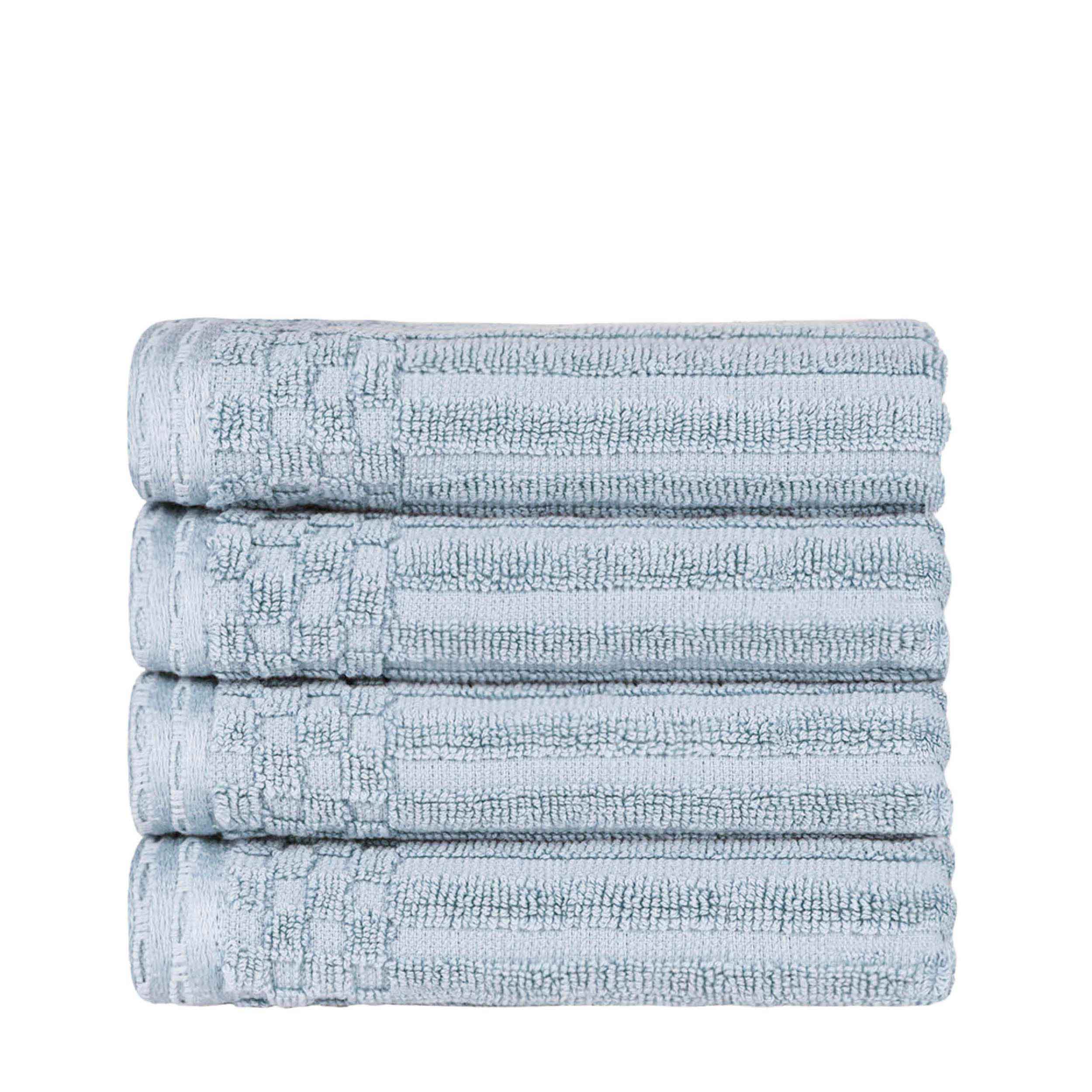 Premium Cotton Ribbed Textured Hand Towels - Ultra Absorbent 4-Piece Bath Towel Set for Kitchen, Bathroom & Gym - Soft Quick-Drying Guest Towels