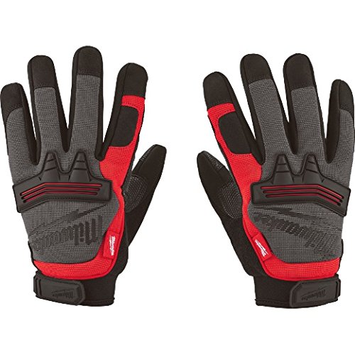 MILWAUKEE 48-22-8732 Heavy Duty Demolition Work Gloves - Large Size, Black/Red - Perfect for Construction, Demolition & Industrial Work Safety