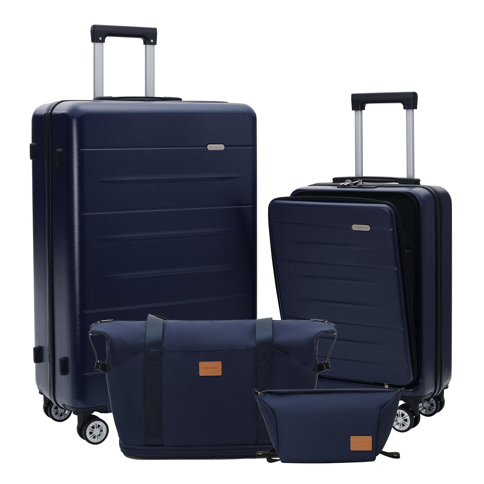 4-Piece Hard Shell Carry On Luggage Set with TSA Lock, Spinner Wheels & Front Opening - 20-28 Inch Suitcases for Travel (Dark Blue) | Perfect for Business Trips, Family Vacations & International Travel