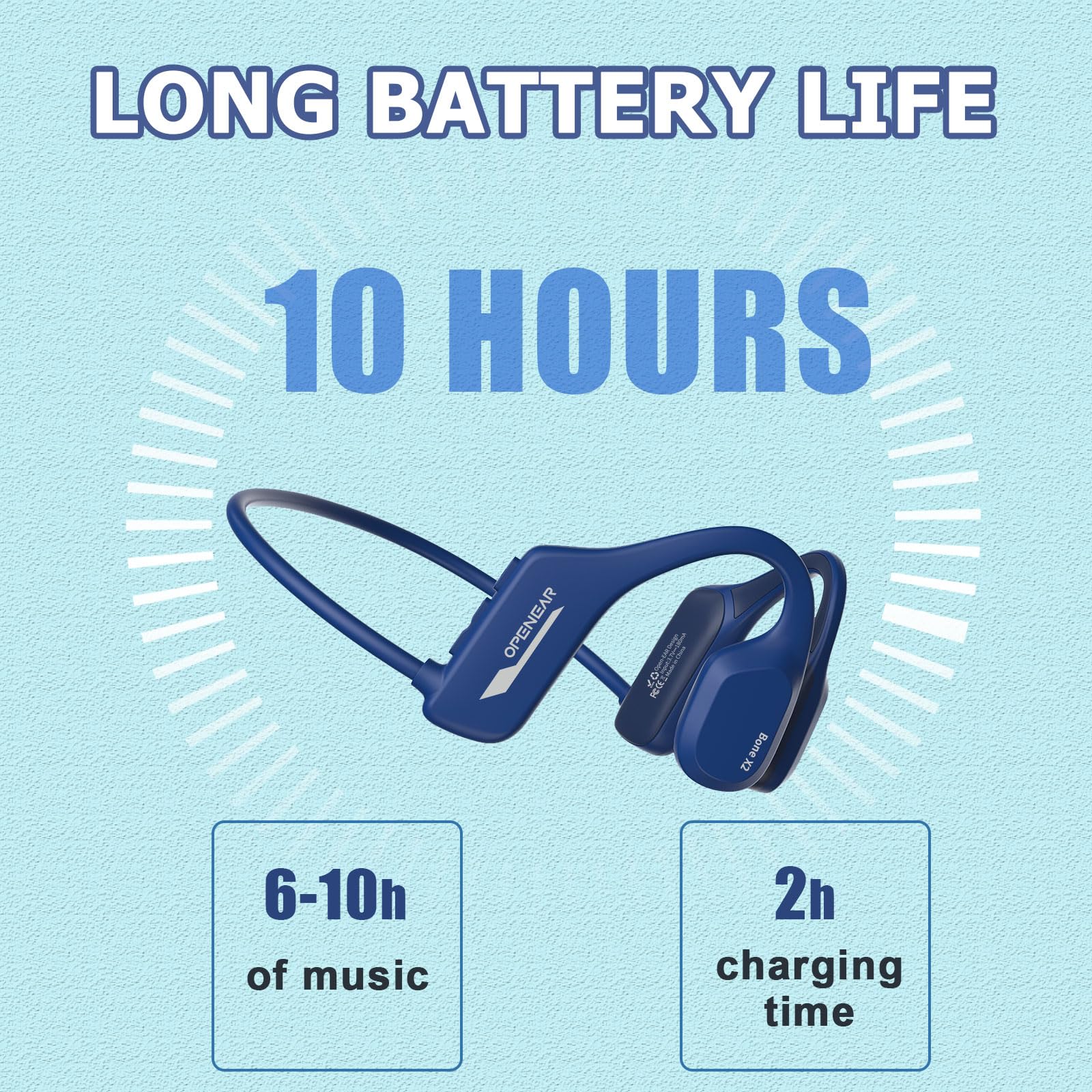 Wireless Bone Conduction Headphones - Bluetooth 5.0 Open-Ear Headset for Running, Swimming & Workouts | IPX8 Waterproof, Sweatproof Design for Sports & Outdoor Activities | Comfortable Secure Fit for Gym, Cycling & Daily Use