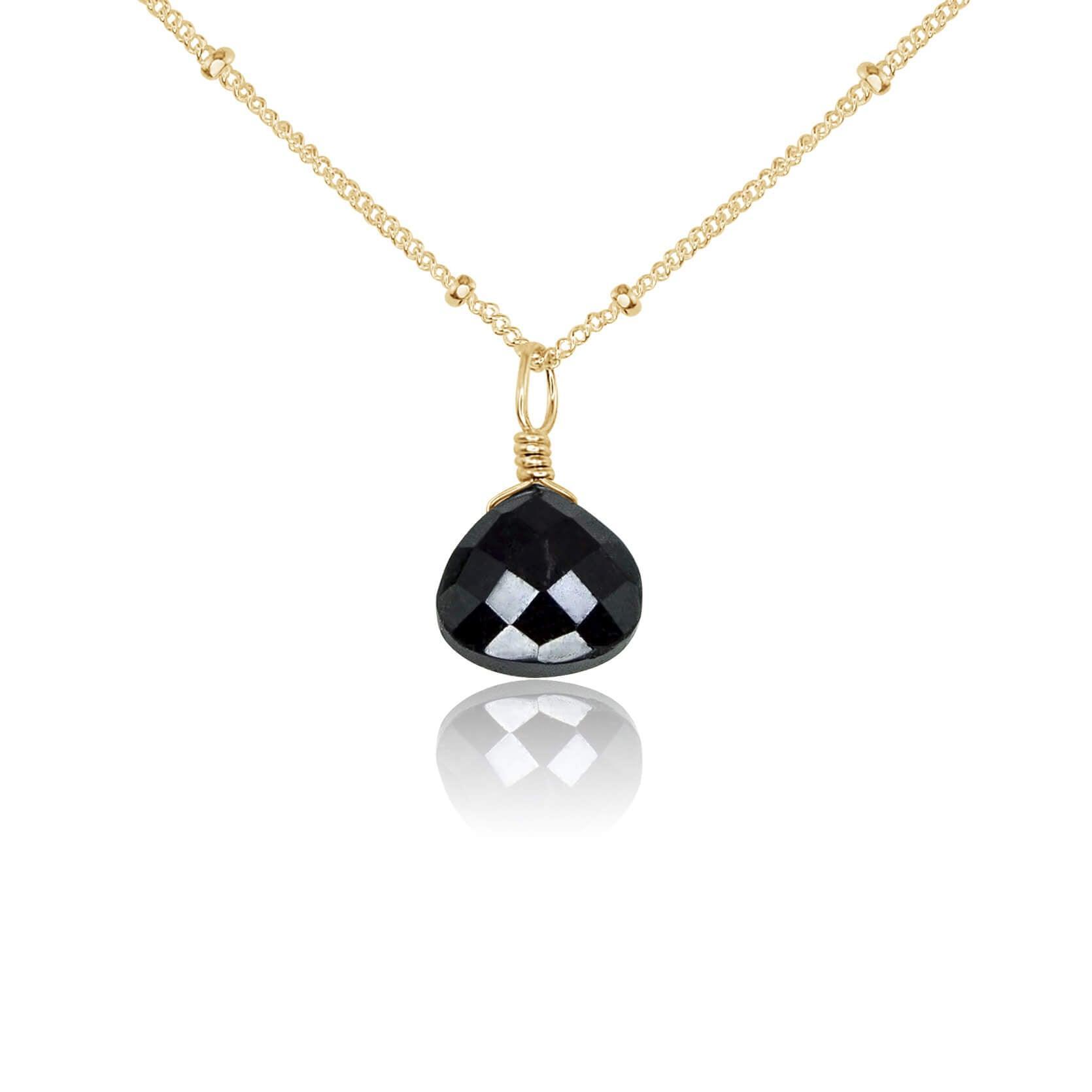 Elegant Black Onyx Teardrop Crystal Pendant Necklace for Women - Perfect for Everyday Wear, Gift Giving & Special Occasions