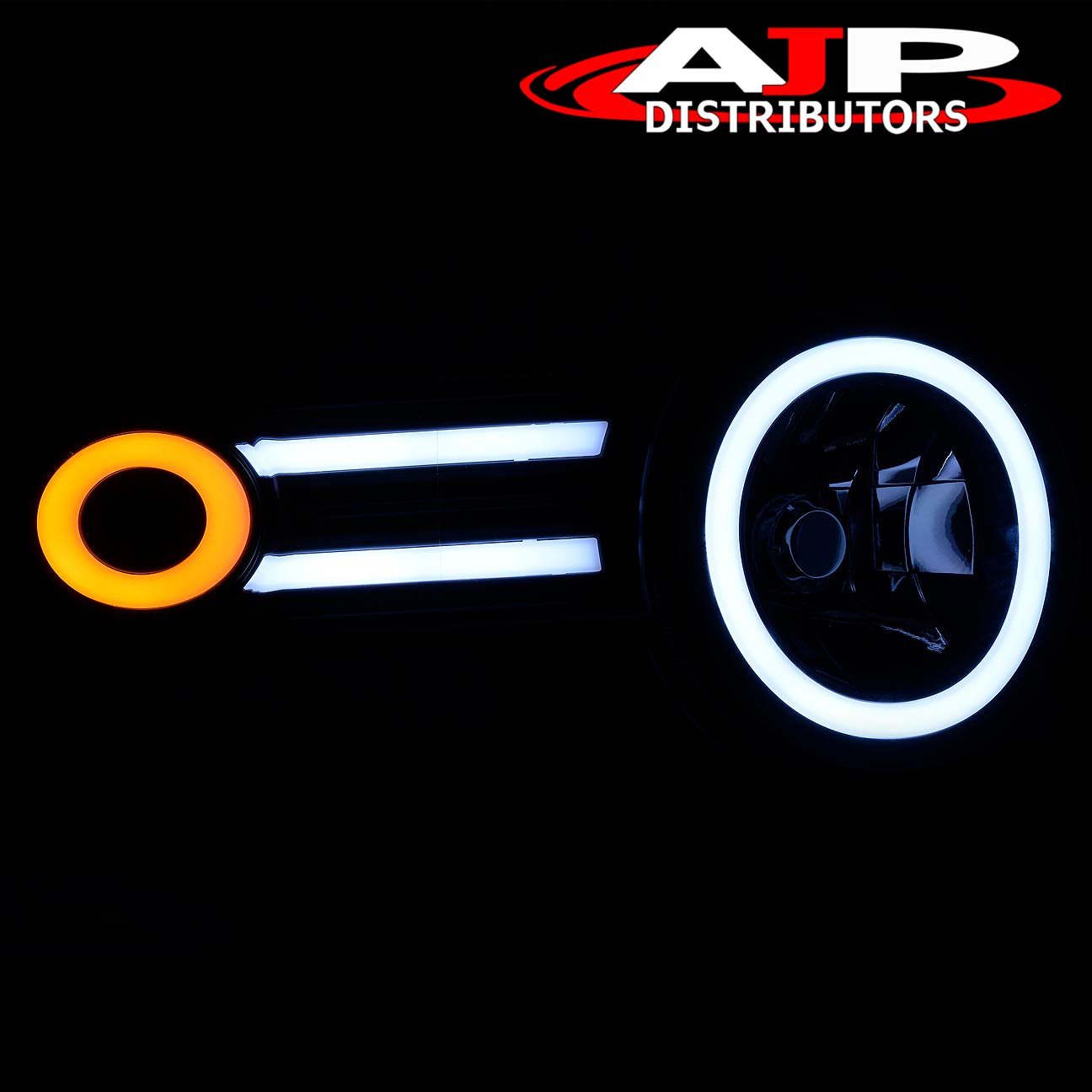 AJP Distributors LED Halo Daytime Running Lights (DRL) Headlights for Toyota FJ Cruiser 2007-2014 - Black Housing with Clear Lens - Upgrade for Off-Road & Night Driving