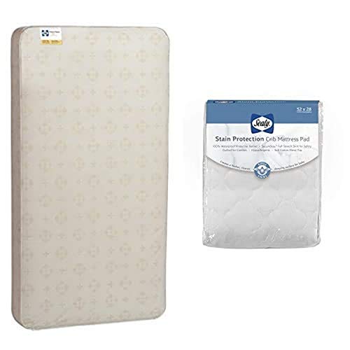 Sealy Baby Posture Haven Antibacterial 2-Stage Dual Firmness Waterproof Toddler & Baby Crib Mattress with Stain Protection Pad - Premium Support for Safe Infant Sleep, Daycare & Nursery Use