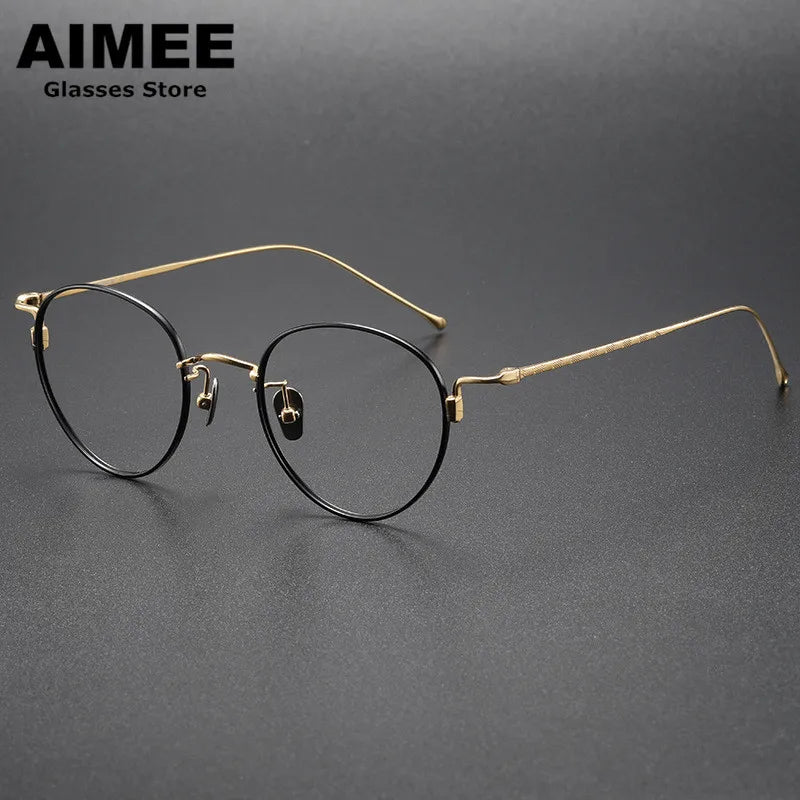 Stylish Unisex Full Rim Oval Round Titanium Eyeglasses Frame 7285 - Lightweight & Durable for Work, Reading & Everyday Wear