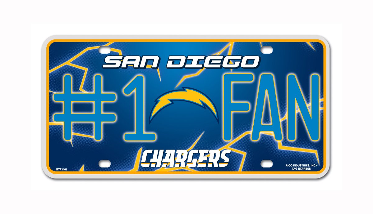 San Diego Chargers NFL Metal Auto Tag for Cars & Trucks