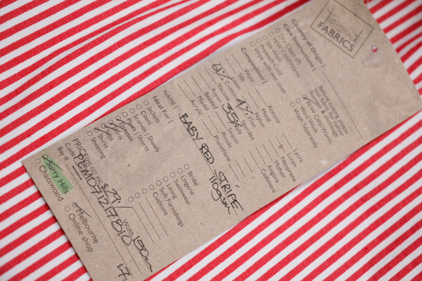 Baby Red Stripe Microprene Fabric - Soft & Breathable Material for Baby Clothes, Blankets & Accessories | Perfect for Newborn Outfits, Swaddles & Nursery Essentials