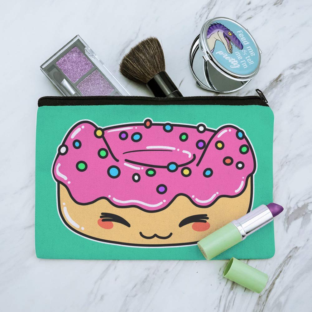 Cute Kawaii Cat Donut Makeup Cosmetic Bag Organizer Pouch - Waterproof Travel Toiletry Case for Women & Girls - Perfect for Makeup Storage, Travel Essentials, and Gift Giving