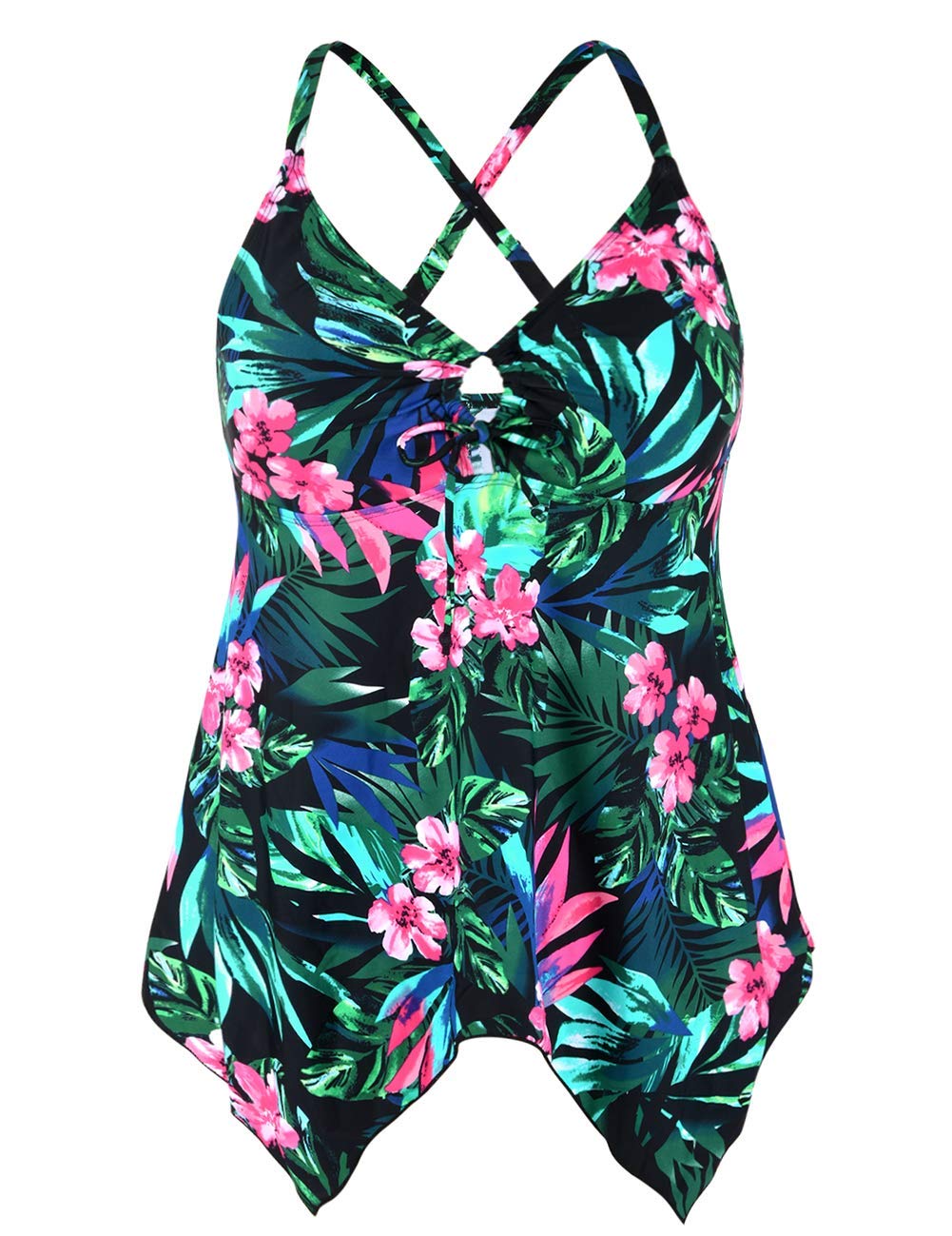 Firpearl Women's Plus Size Modest Tankini Swimsuits - Flowy Crossback Bathing Suit Top for Beach, Pool & Vacation | Comfortable Swimwear for Curvy Women