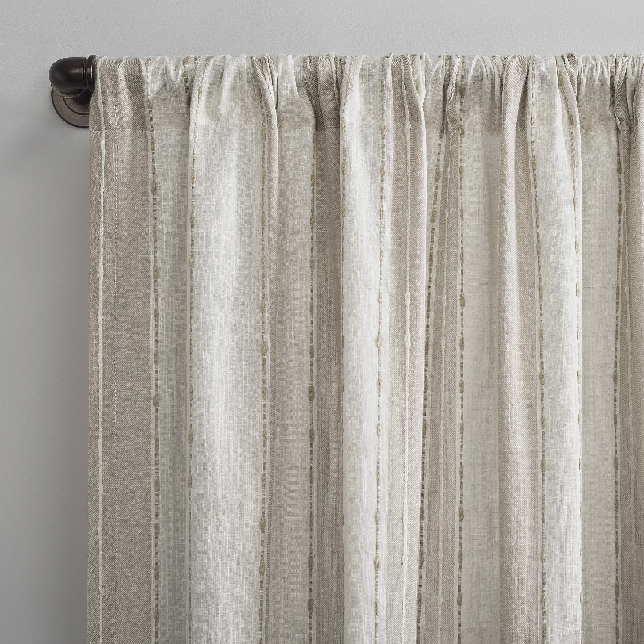 Archaeo Slub Texture Stripe Cotton Linen Curtains 52x84 Inches - Lightweight Linen White Window Drapes for Living Room, Bedroom & Dining Room - Breathable & Elegant Home Decor
