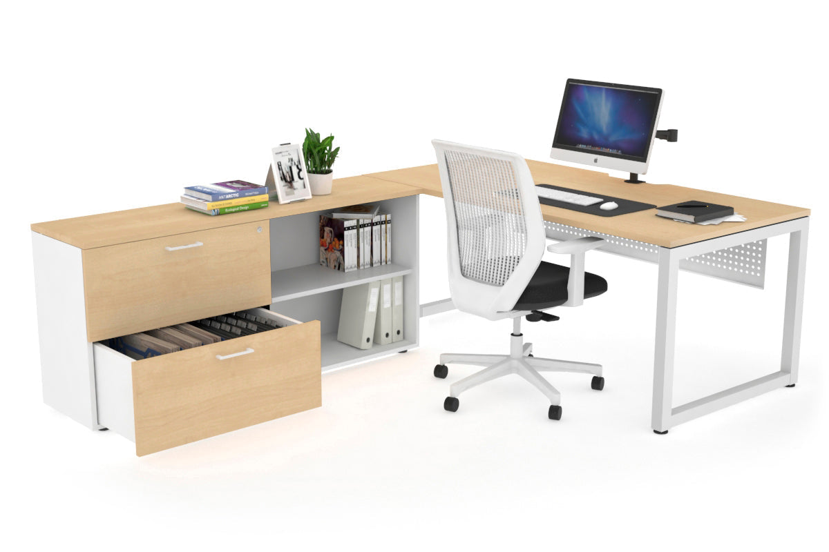 Quadro Loop Executive White Frame Office Chair - 1600L x 800W with Cable Scallop Design - Perfect for Modern Workspaces, Home Offices & Conference Rooms