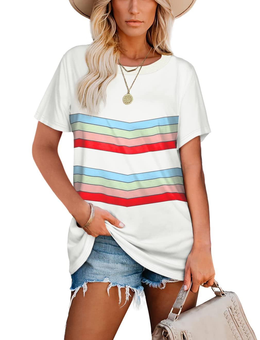 Jescakoo Women's Summer Crewneck Tops - Soft, Loose Fit Casual Shirts for Beach, Travel & Everyday Wear