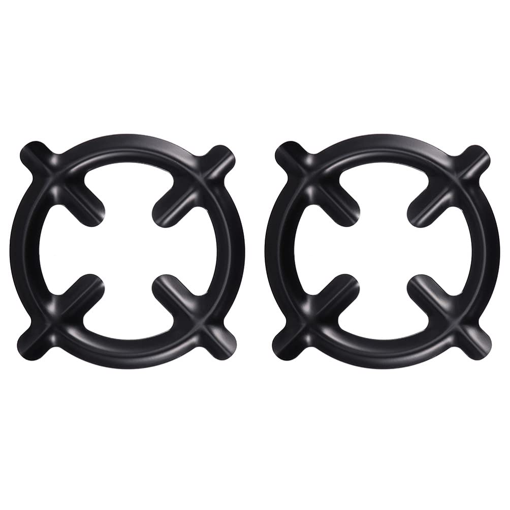 6.2-Inch Cast Iron Wok Support Ring - 2-Piece Universal Non-Slip Wok Rack & Gas Ring Reducer for Stove Top - Coffee Pot Holder & Stove Trivet for Electric/Gas Burners - Perfect for Asian Cooking & Kitchen Safety