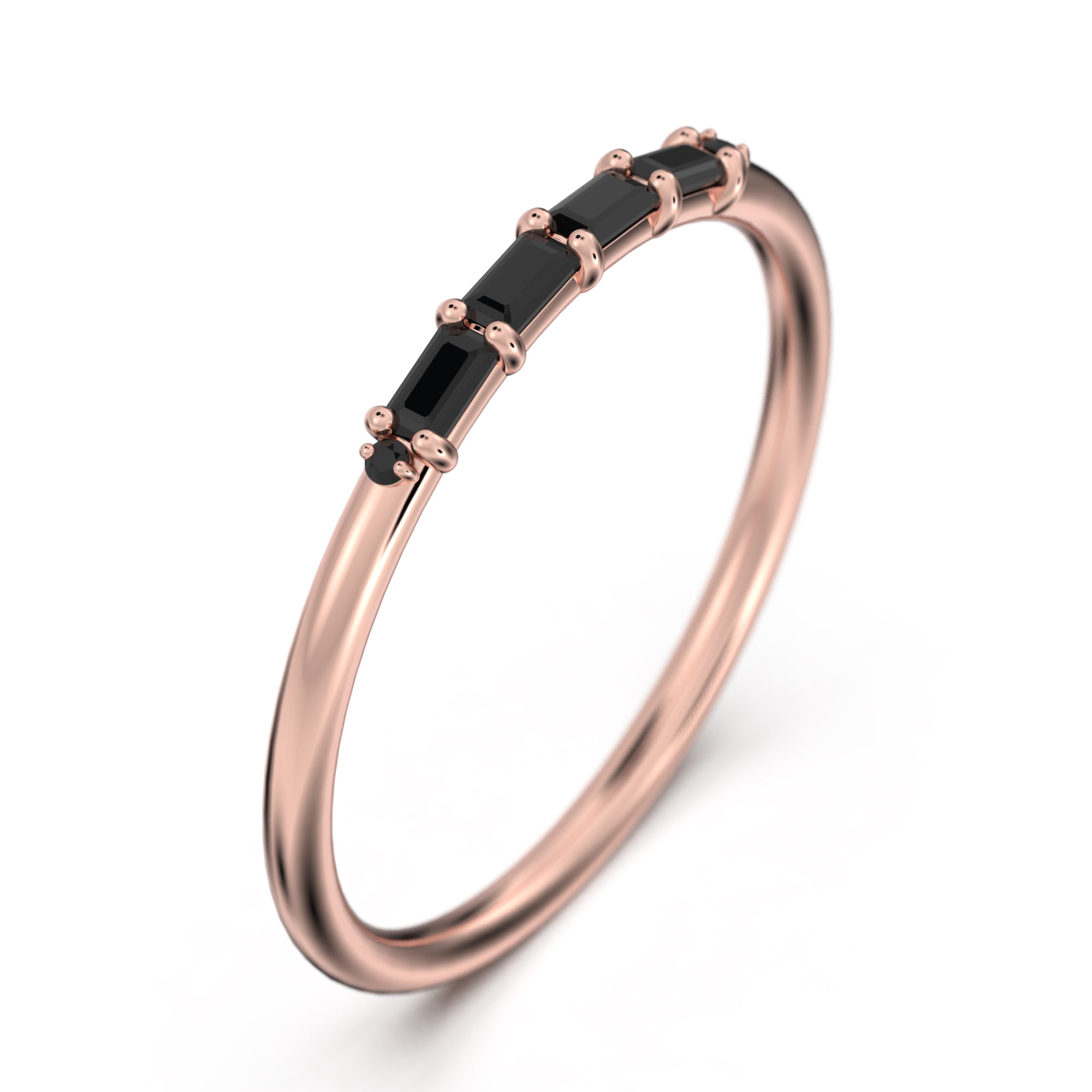 0.26 Ct Black Diamond Moissanite Morse Code Ring - 10K/14K/18K Solid Gold Anniversary Gift for Her - Perfect for Wedding, Engagement & Romantic Occasions