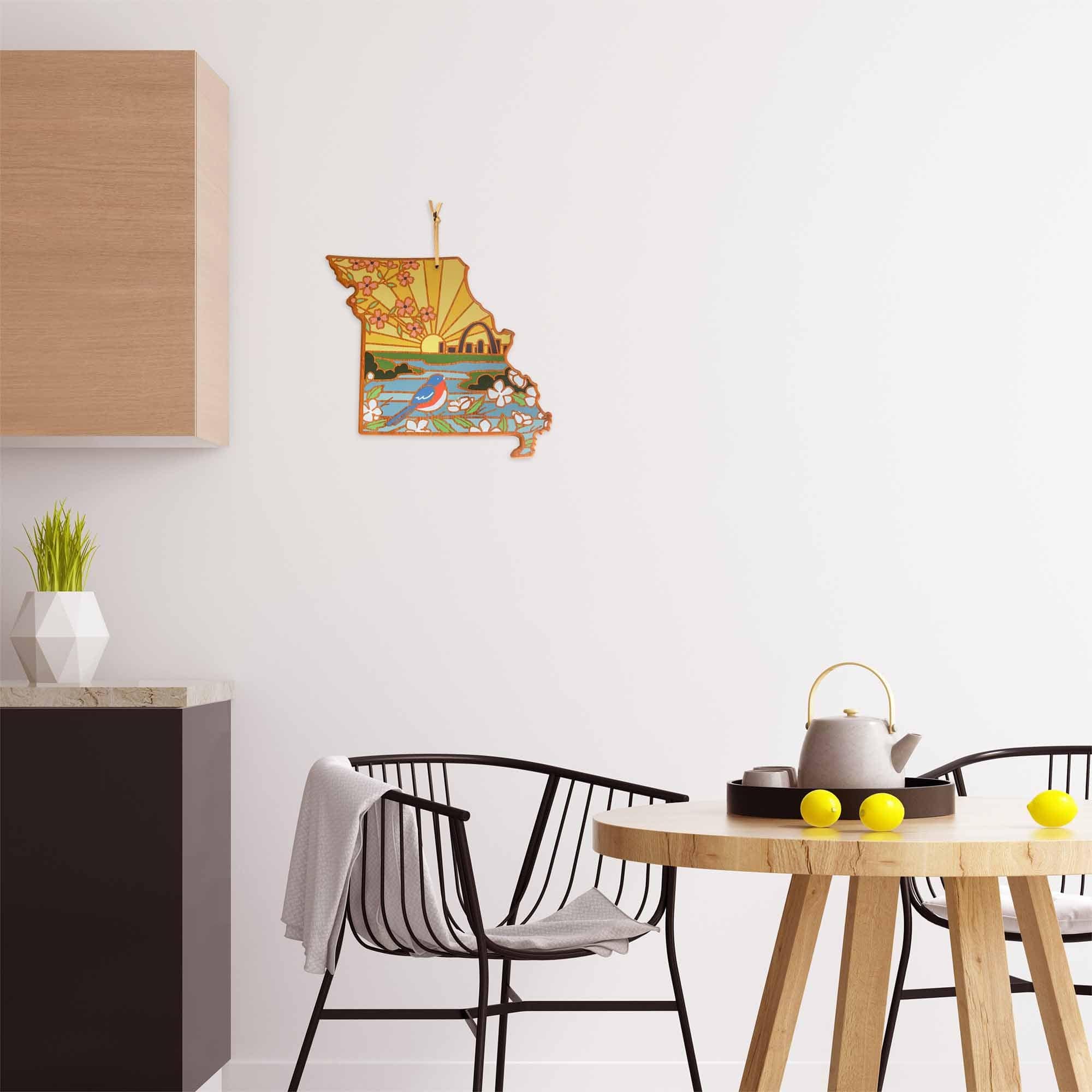 Handcrafted Missouri Wood Cutting Board with Summer Stokes Artwork - Perfect for Kitchen Prep, Charcuterie Boards & Home Decor Gifts