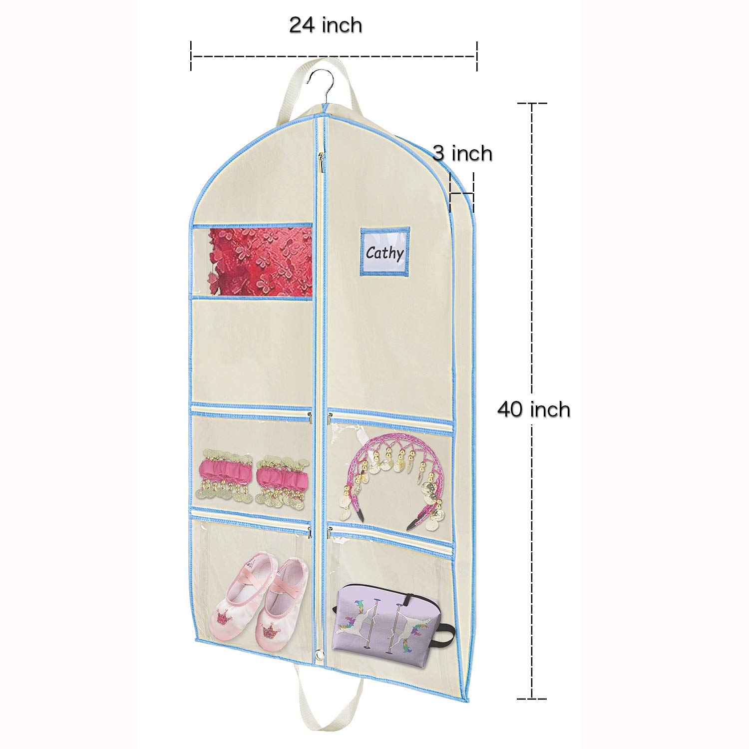 Zilink 3-Pack Kids Dance Costume Garment Bags with Zipper Pockets, Carry Handles - Perfect for Dance Competitions, Recitals, Travel & Closet Storage