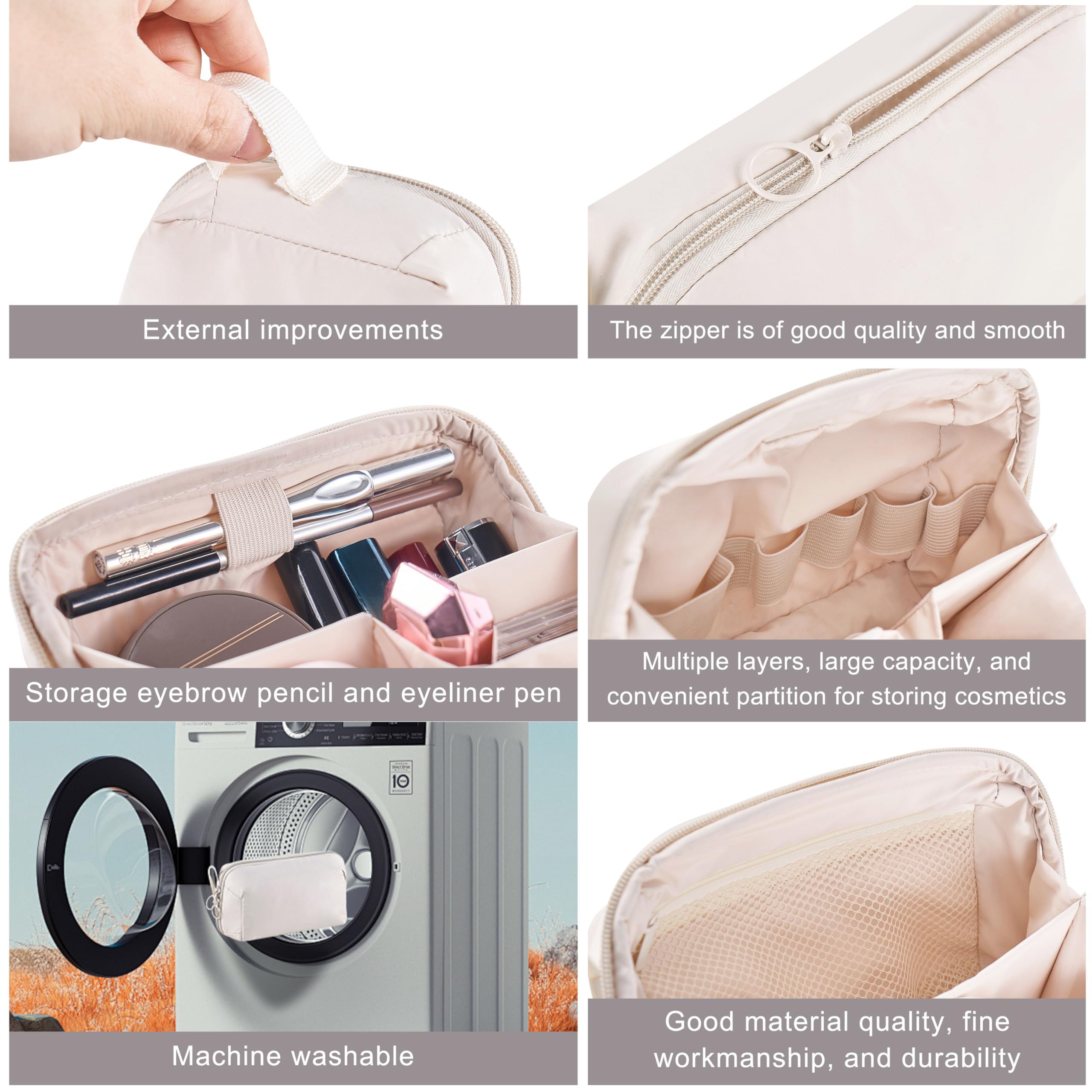 Lightweight Travel Makeup Bag for Women - Medium Cloth Cosmetic Organizer with Double Zipper & Multiple Compartments | Perfect for Vacation, Gym, and Daily Essentials Storage