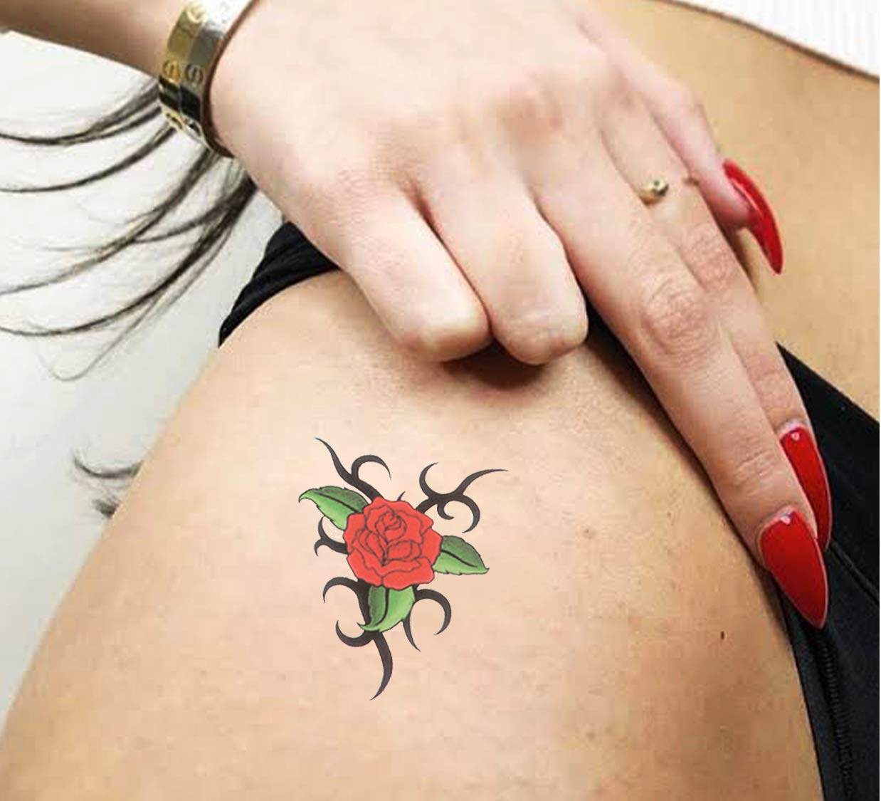 3D Temporary Tattoo Stickers for Men & Women - Waterproof Fake Tattoos with Flowers, Butterflies, Stars & Angel Designs (19x9cm) - Perfect for Parties, Halloween, Cosplay & Body Art