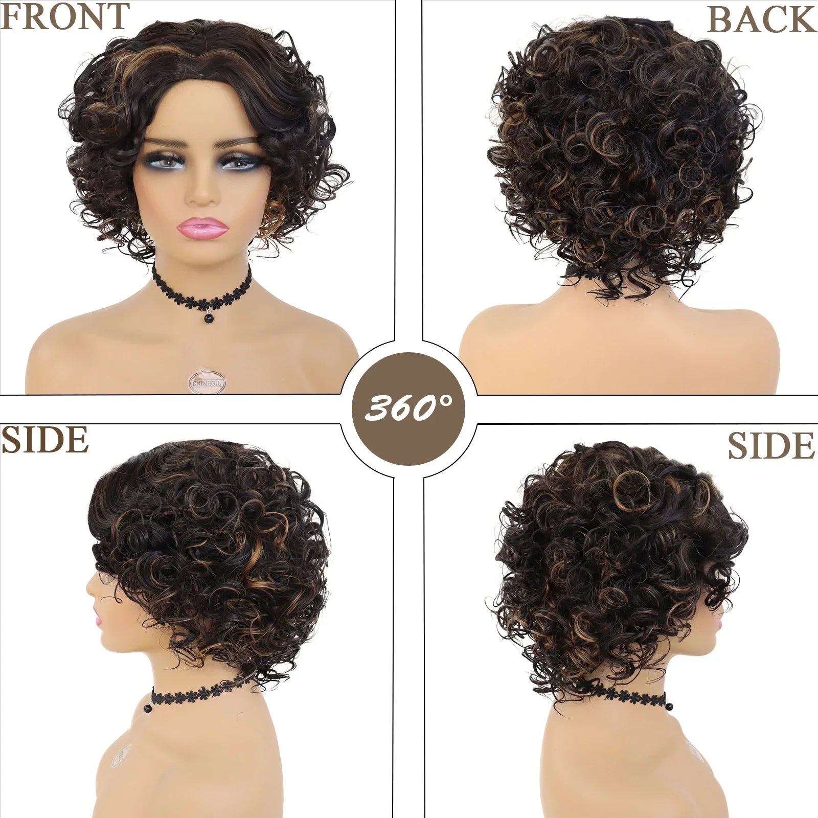 Afro Curly Wigs for Black Women - Short Synthetic Hair Wigs with High Temperature Fiber - Natural Looking & High Quality - Perfect for Daily Wear, Cosplay & Special Occasions