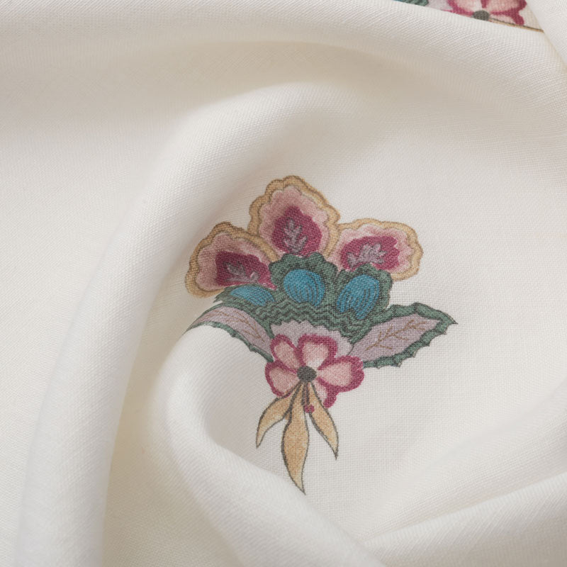 Balazuc Trefoil Linen Ivory Scarf - Lightweight Breathable Summer Shawl for Women - Perfect for Beach, Travel and Casual Outfits