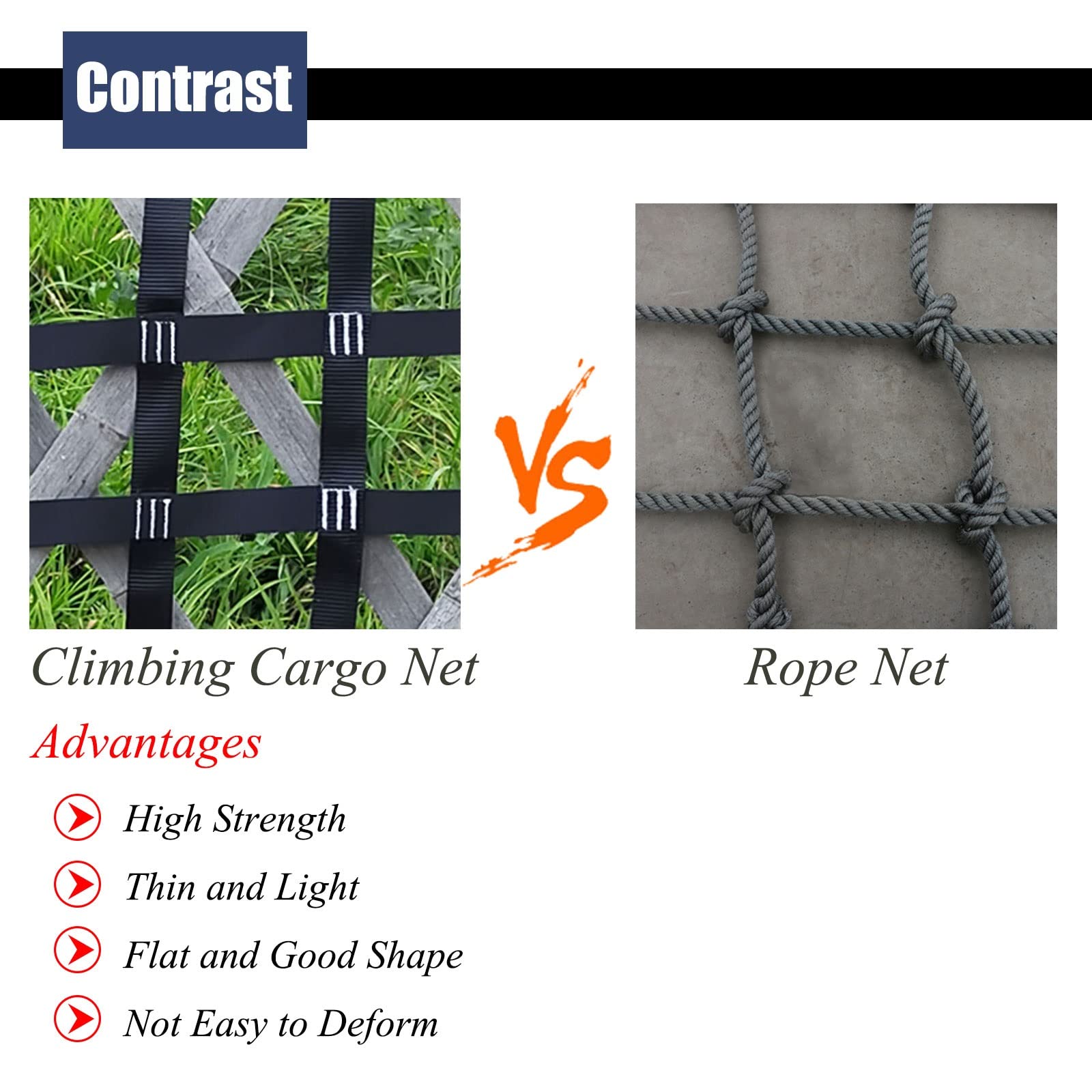 Kids Cargo Net Climbing Rope Ladder - Durable Polyester Webbing for Jungle Gym, Ninja Course & Treehouse Accessories - Indoor Playground & Outdoor Backyard Swing Set Equipment (Black) - Perfect for Backyard Adventures, Playground Fun and Ninja Warrior Training