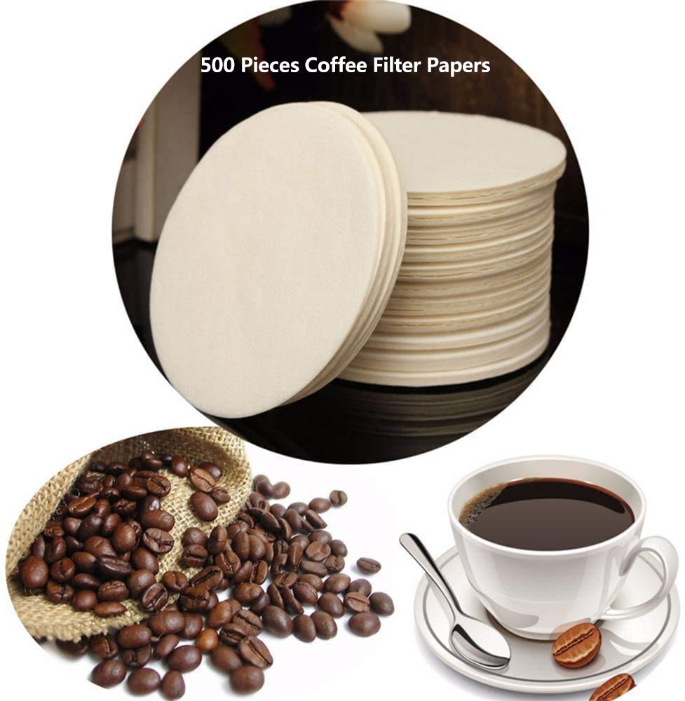 Premium Unbleached Coffee Filters - 500 Count Natural Brown Round Paper Filters, Universal Fit for AeroPress & Most Coffee Makers | Eco-Friendly Brewing at Home or Office
