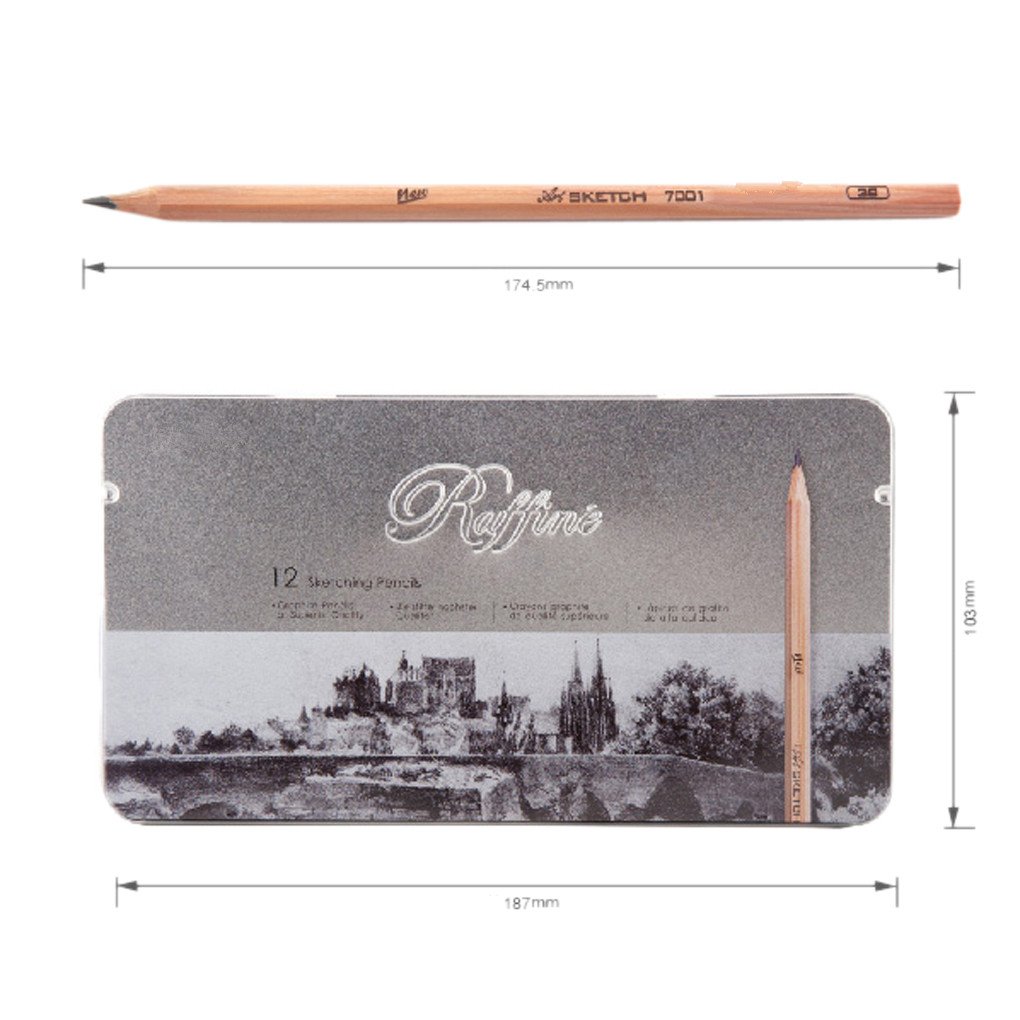 Starsource 12-Piece Sketching Kit with Wooden Pencils & Tin Box - Perfect for Beginners & Artists