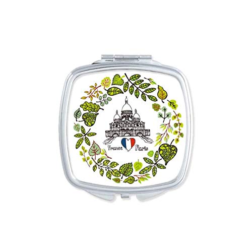 DIYthinker Paris France Illustration Mirror - Portable Compact Pocket Makeup Mirror with Double Sided Glass for Travel, Home & On-the-Go Touch Ups
