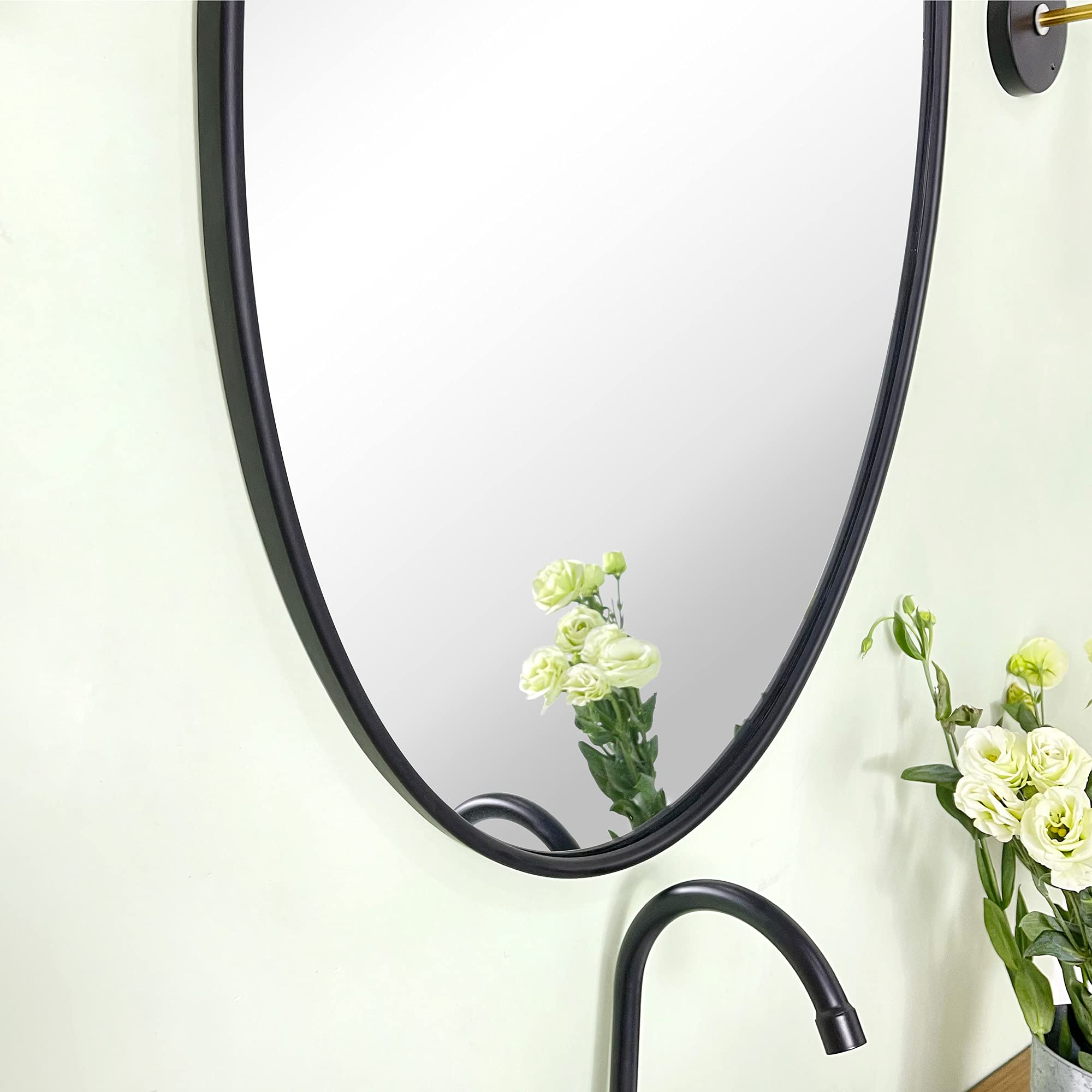 TEHOME Black Oval Vanity Mirror 20x30