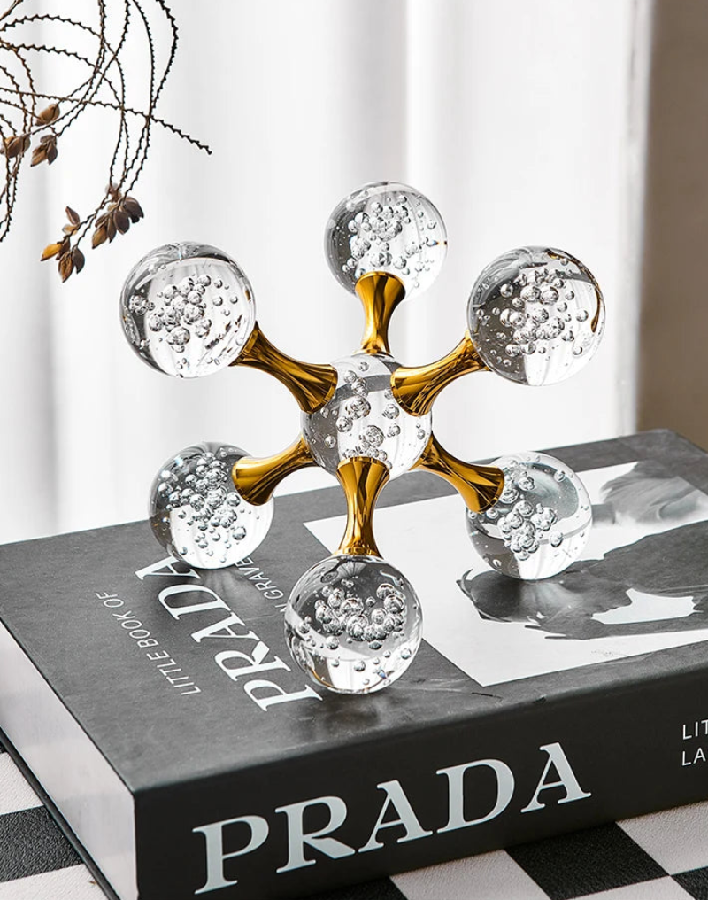 Handmade Bubble Glass Star Paperweight - Elegant Desk Decor & Holiday Ornament for Christmas, Office, and Home Decoration