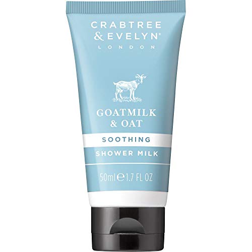 Crabtree & Evelyn Goatmilk & Oat Soothing Shower Milk Wash - Travel Size 1.7 oz - Hydrating Body Wash for Sensitive Skin - Perfect for Gym, Travel & Daily Shower Routine