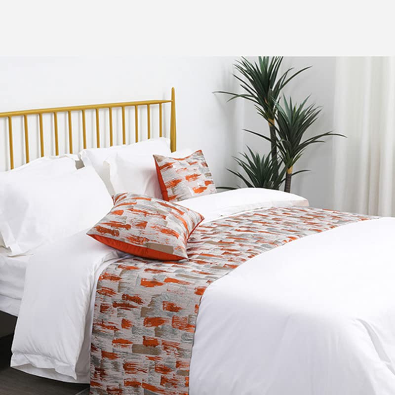ZUUNA Hotel Bed Flag & Bed Runner Set - Ink Wash Painting Design for Homestay, Wedding Room Decor - Elegant Bed Tail Towel & Pillowcase for Luxury Bedroom Styling