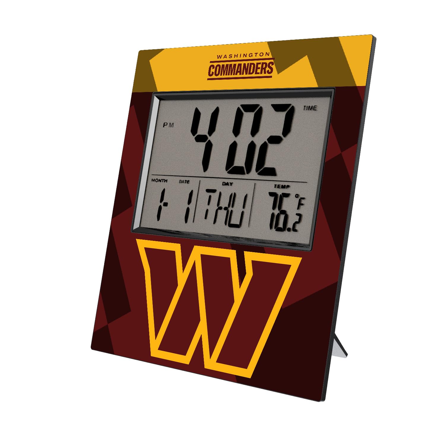 NFL Cross Hatch Digital Desk Clock - Stylish LED Display Alarm Clock with Date & Temperature for Office, Home, and Gift Giving